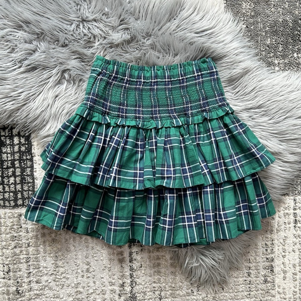 Janie And‎ Jack Girls Hailey Smocked Skirt In Ferry Green Tartan Size 18 ($54)